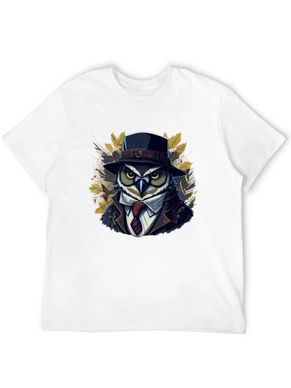 Owl in Suit Graphic T-Shirt - Cool Detective Style