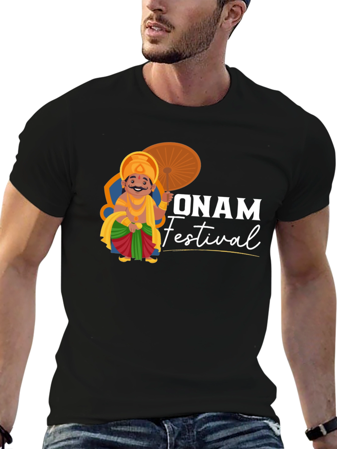 Onam Festival T-Shirt | Black Cotton Tee