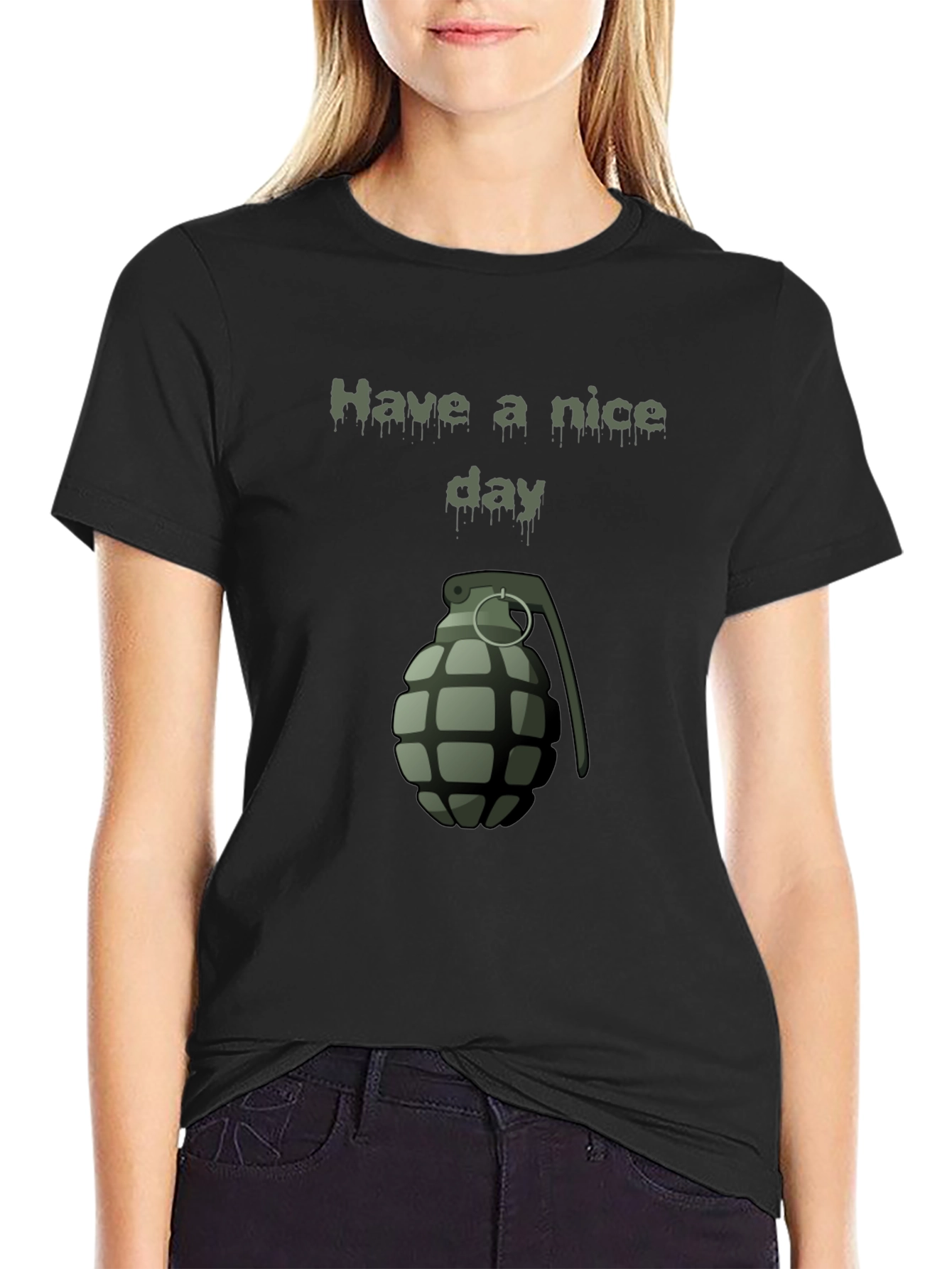 Have a Nice Day Grenade Graphic Tee - Black