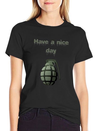 Have a Nice Day Grenade Graphic Tee - Black