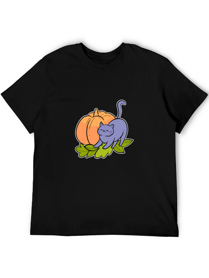 Cute Cat & Pumpkin Graphic Tee