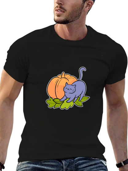 Cute Cat & Pumpkin Graphic Tee