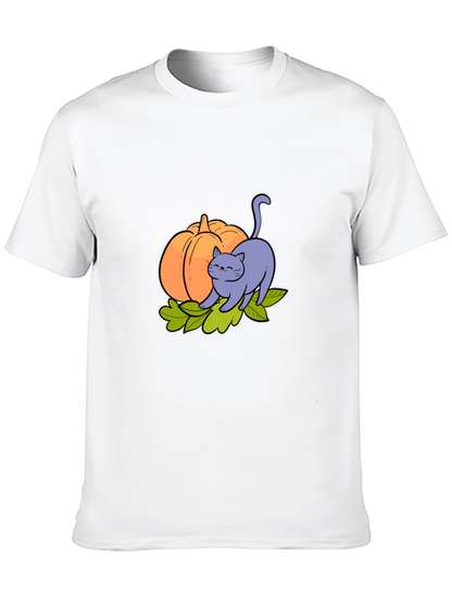 Cute Cat & Pumpkin Graphic Tee