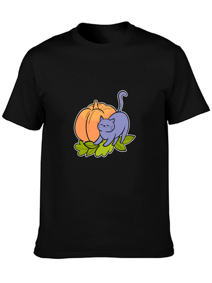 Cute Cat & Pumpkin Graphic Tee