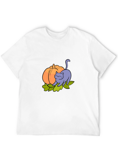 Cute Cat & Pumpkin Graphic Tee