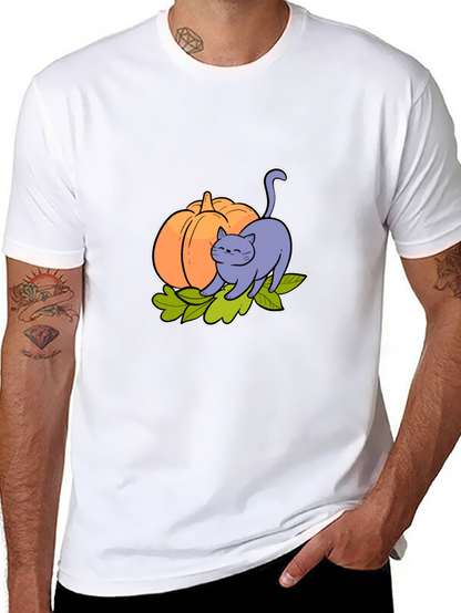 Cute Cat & Pumpkin Graphic Tee