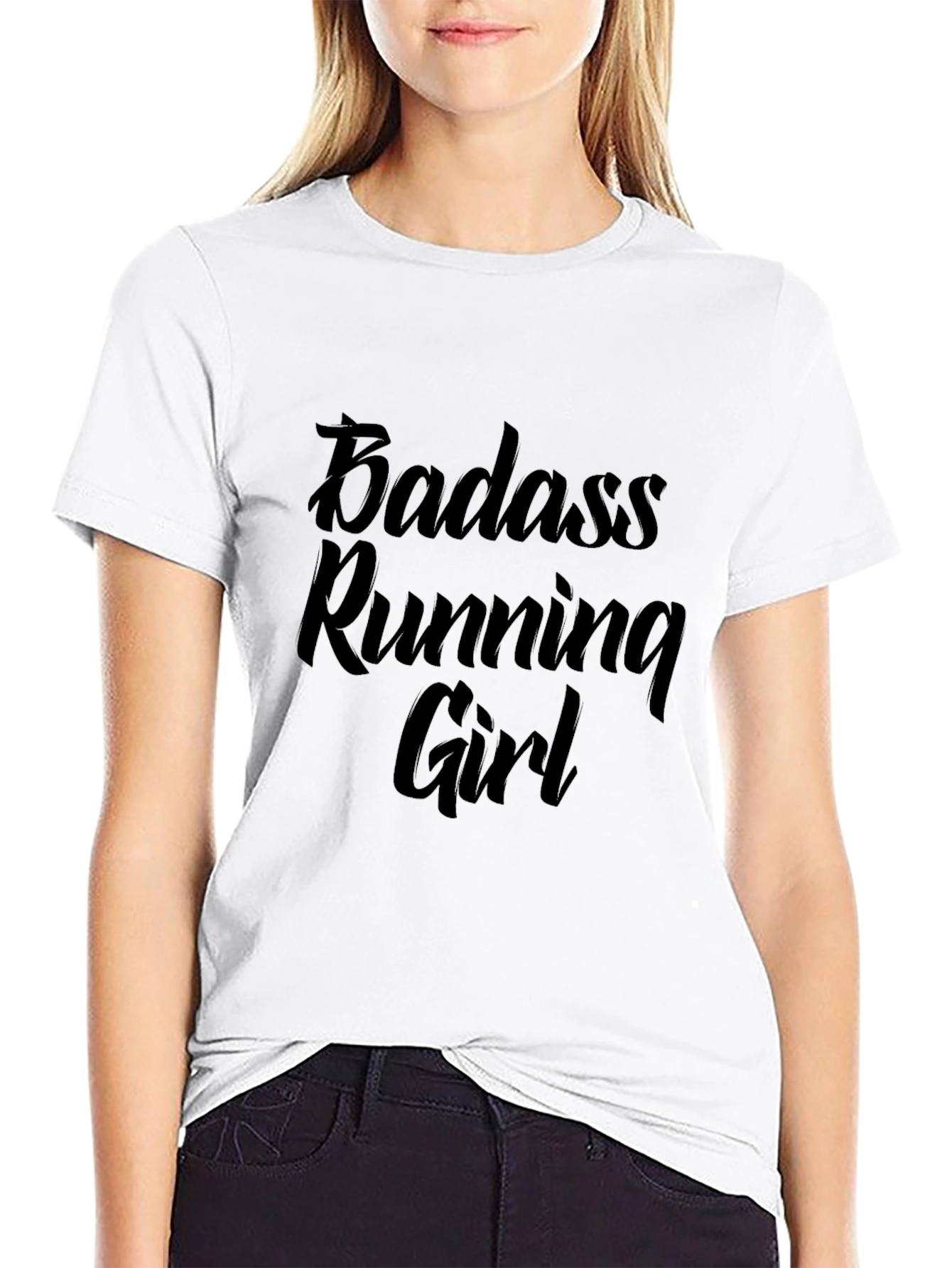 Badass Running Girl Black T-Shirt
