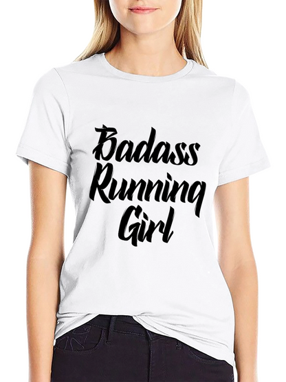 Badass Running Girl Black T-Shirt