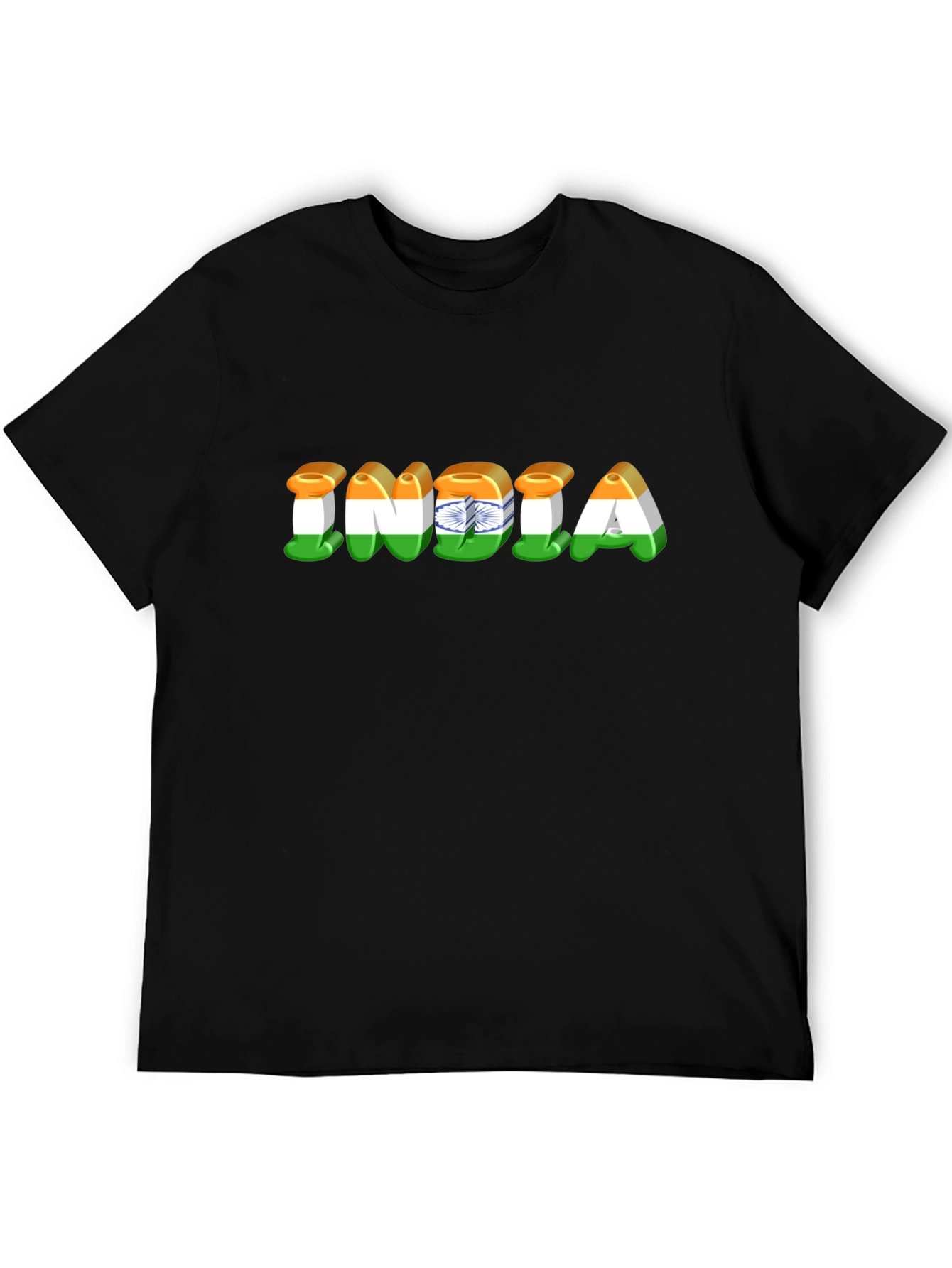 India Flag Graphic Print Black T-Shirt