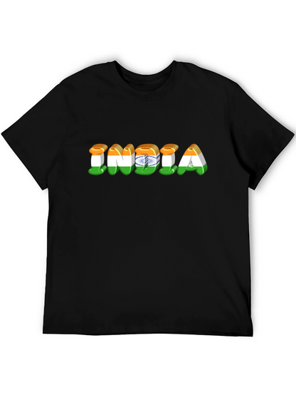 India Flag Graphic Print Black T-Shirt