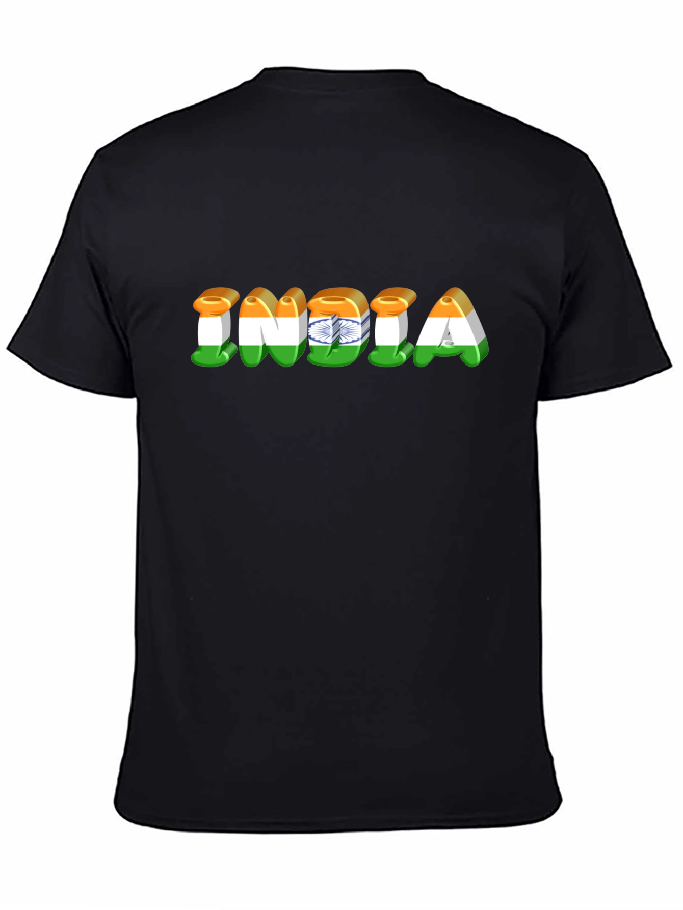 India Flag Graphic Print Black T-Shirt