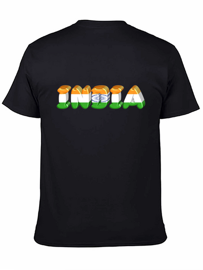 India Flag Graphic Print Black T-Shirt