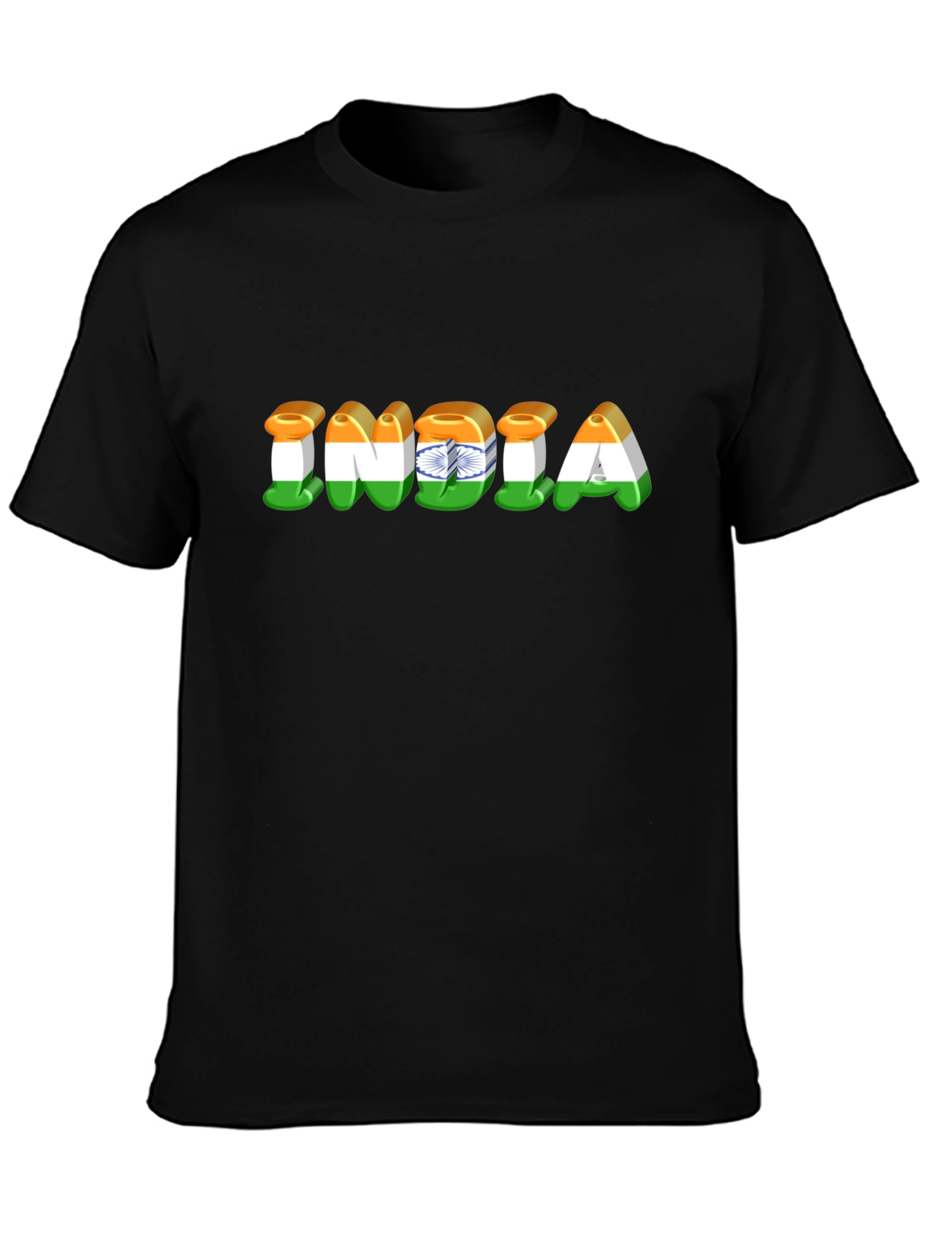 India Flag Graphic Print Black T-Shirt