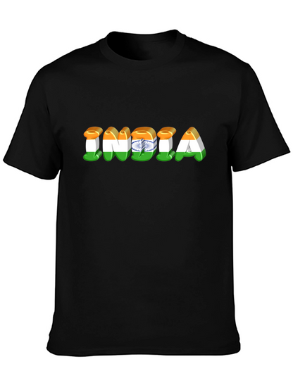 India Flag Graphic Print Black T-Shirt