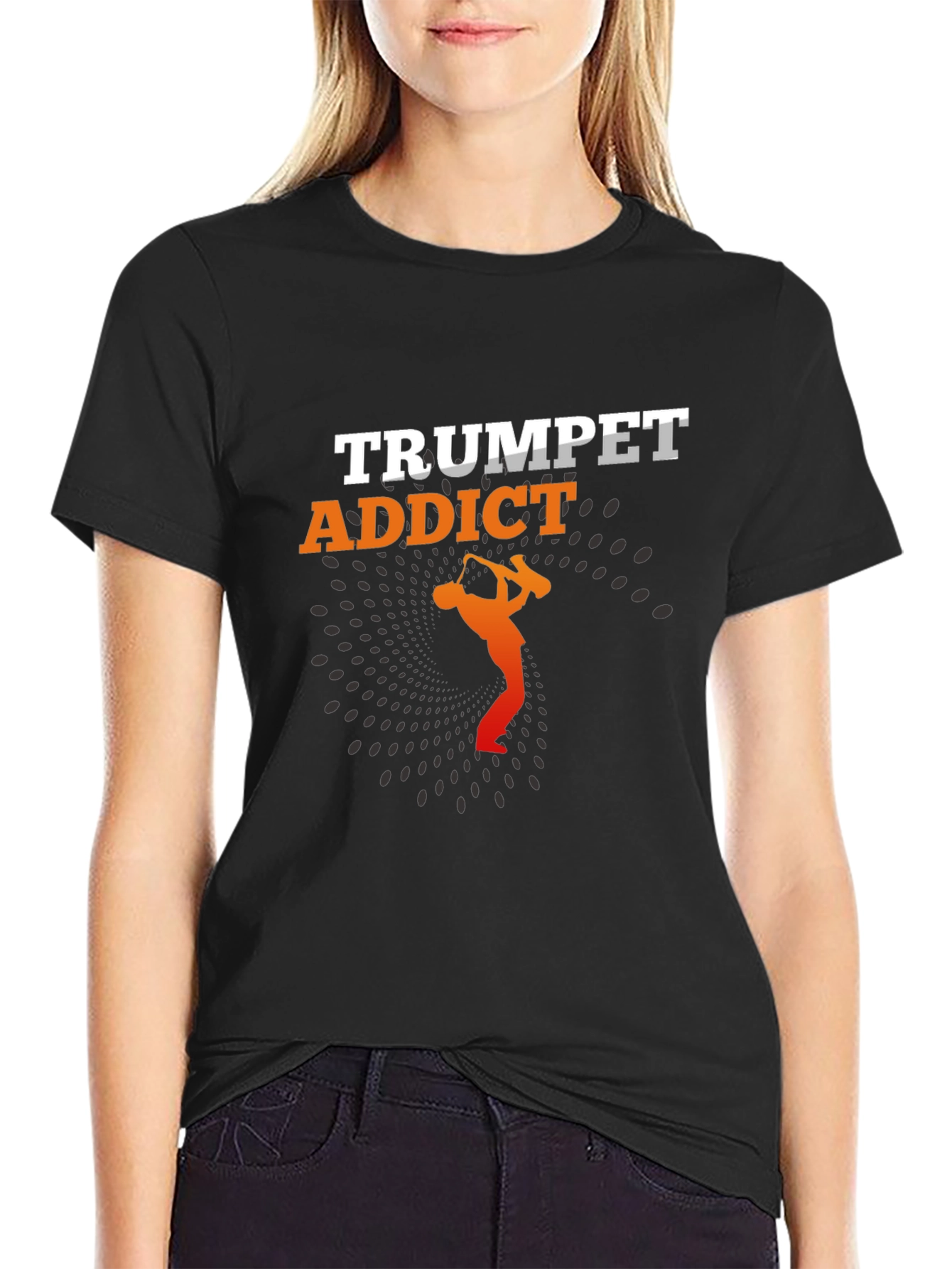 Trumpet Addict Black Graphic Tee - Music Lover T-Shirt