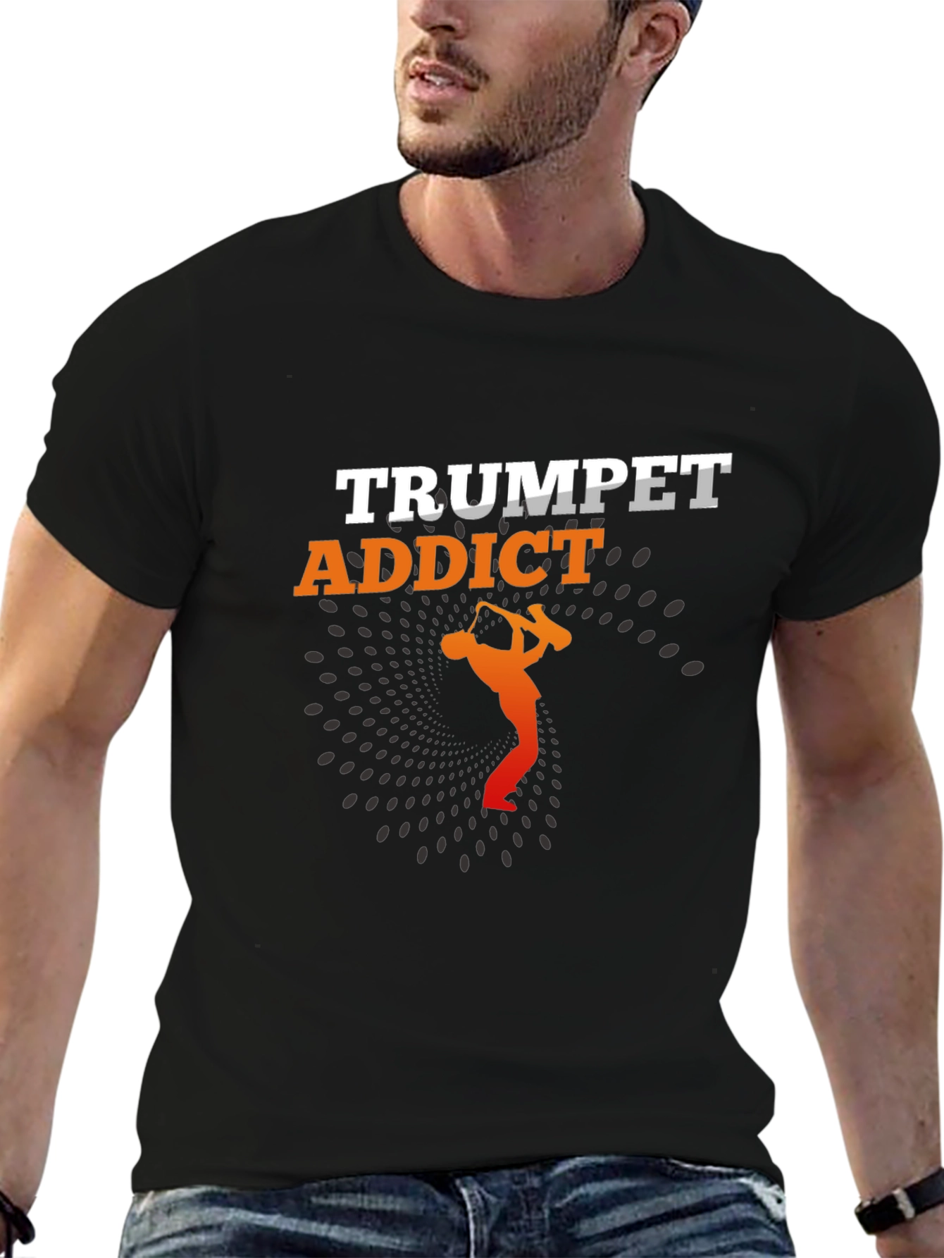 Trumpet Addict Black Graphic Tee - Music Lover T-Shirt