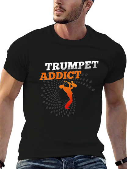 Trumpet Addict Black Graphic Tee - Music Lover T-Shirt