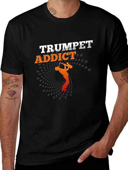 Trumpet Addict Black Graphic Tee - Music Lover T-Shirt