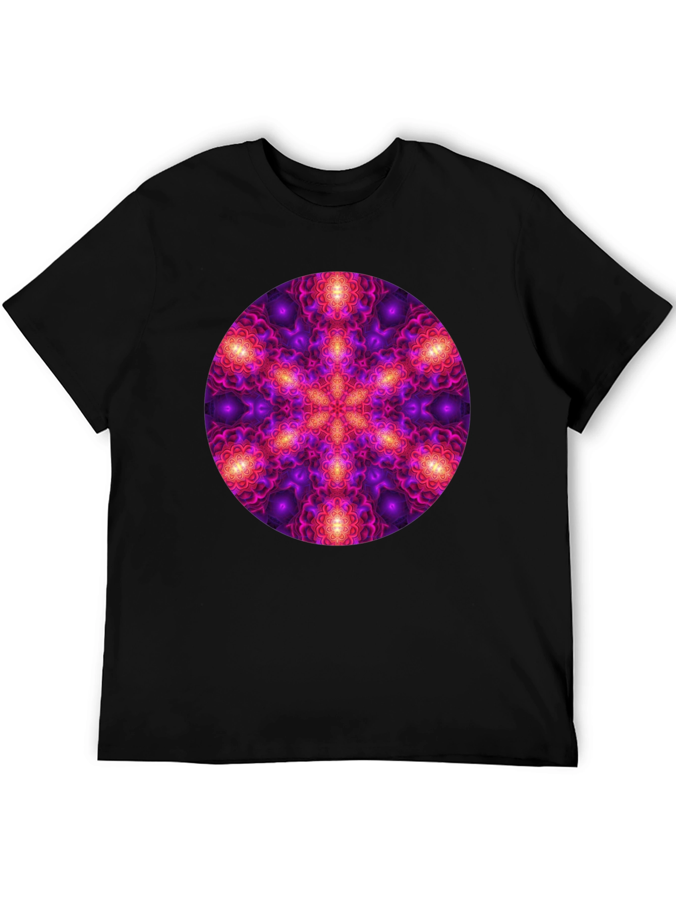 Psychedelic Mandala Print Black T-Shirt