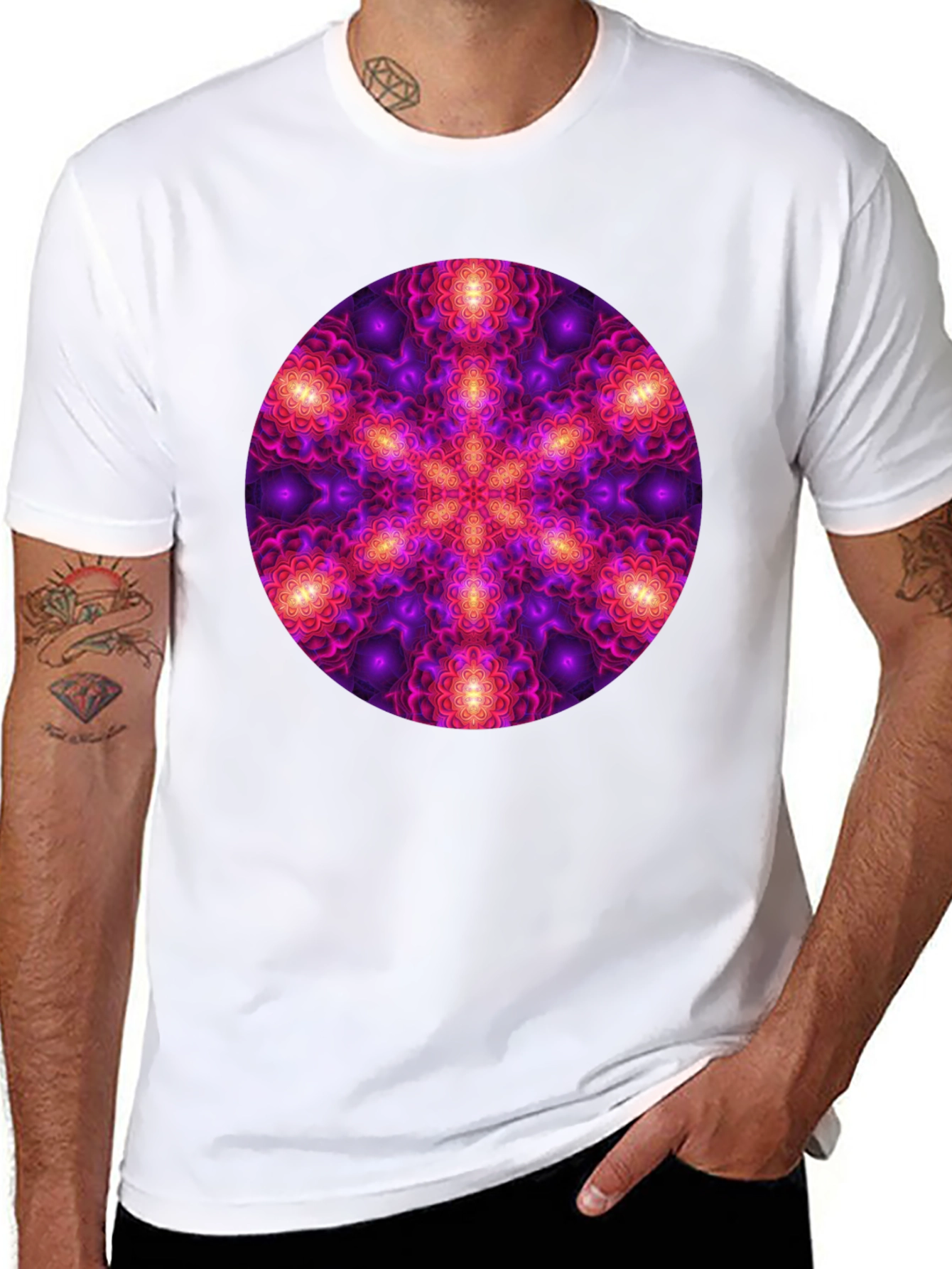 Psychedelic Mandala Print Black T-Shirt