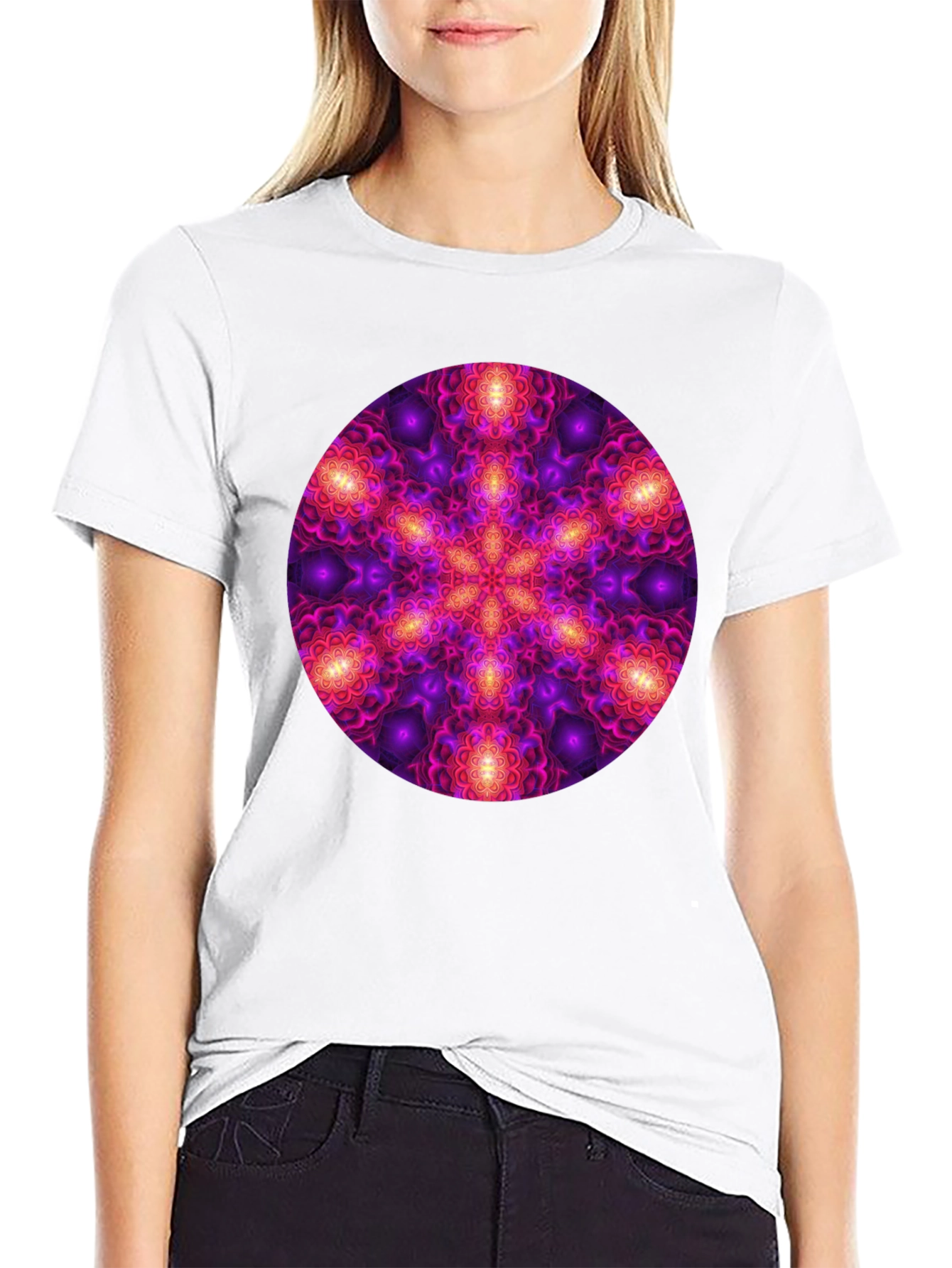 Psychedelic Mandala Print Black T-Shirt