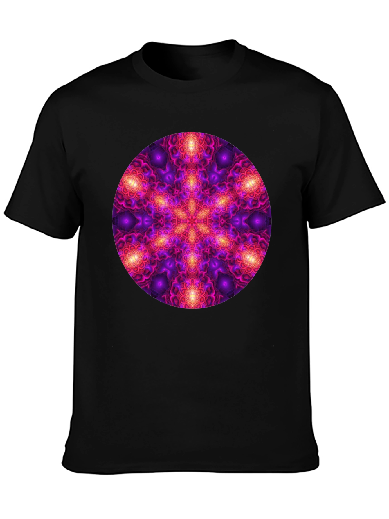 Psychedelic Mandala Print Black T-Shirt