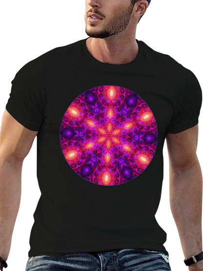 Psychedelic Mandala Print Black T-Shirt