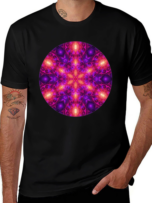 Psychedelic Mandala Print Black T-Shirt