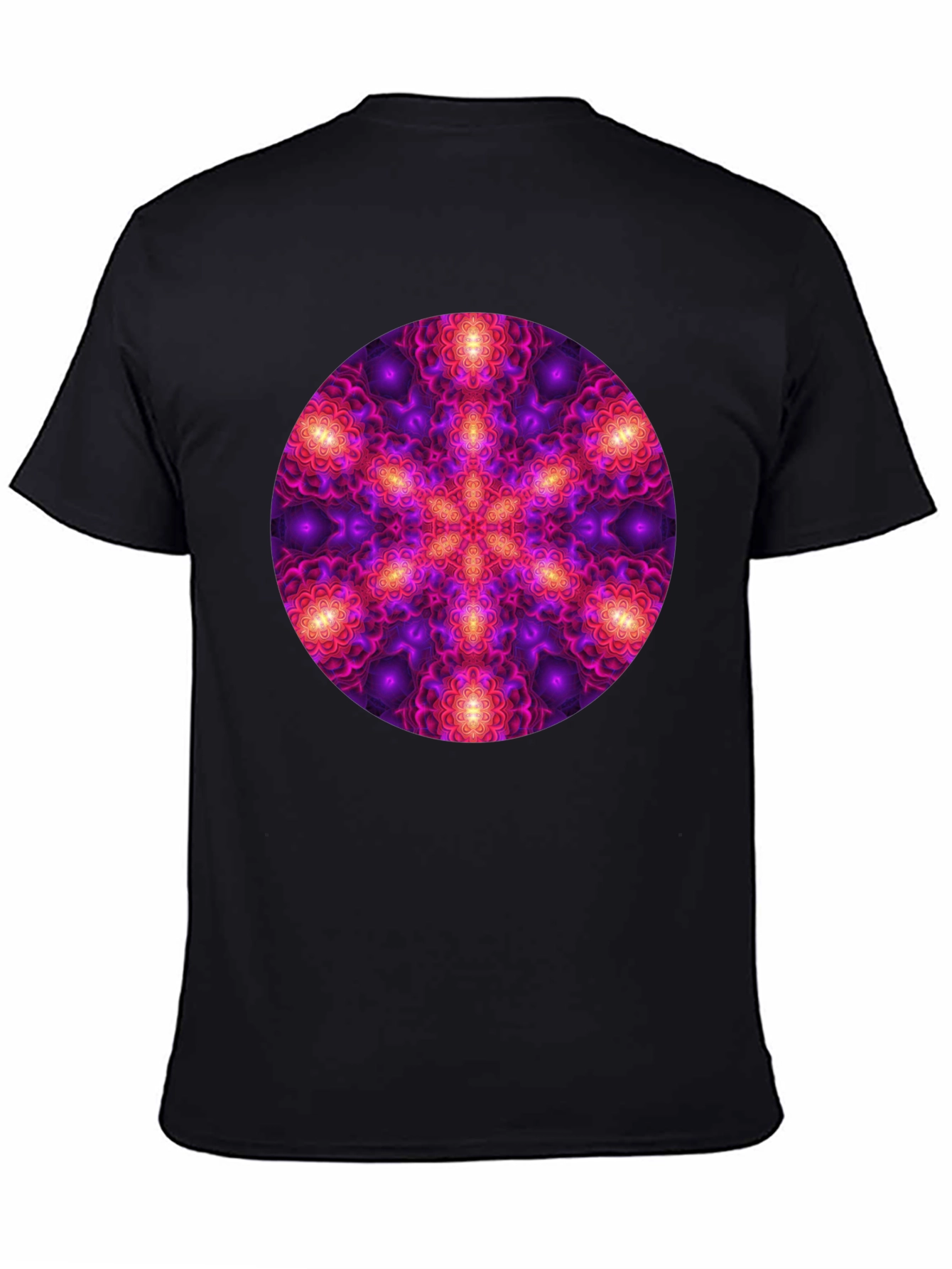Psychedelic Mandala Print Black T-Shirt