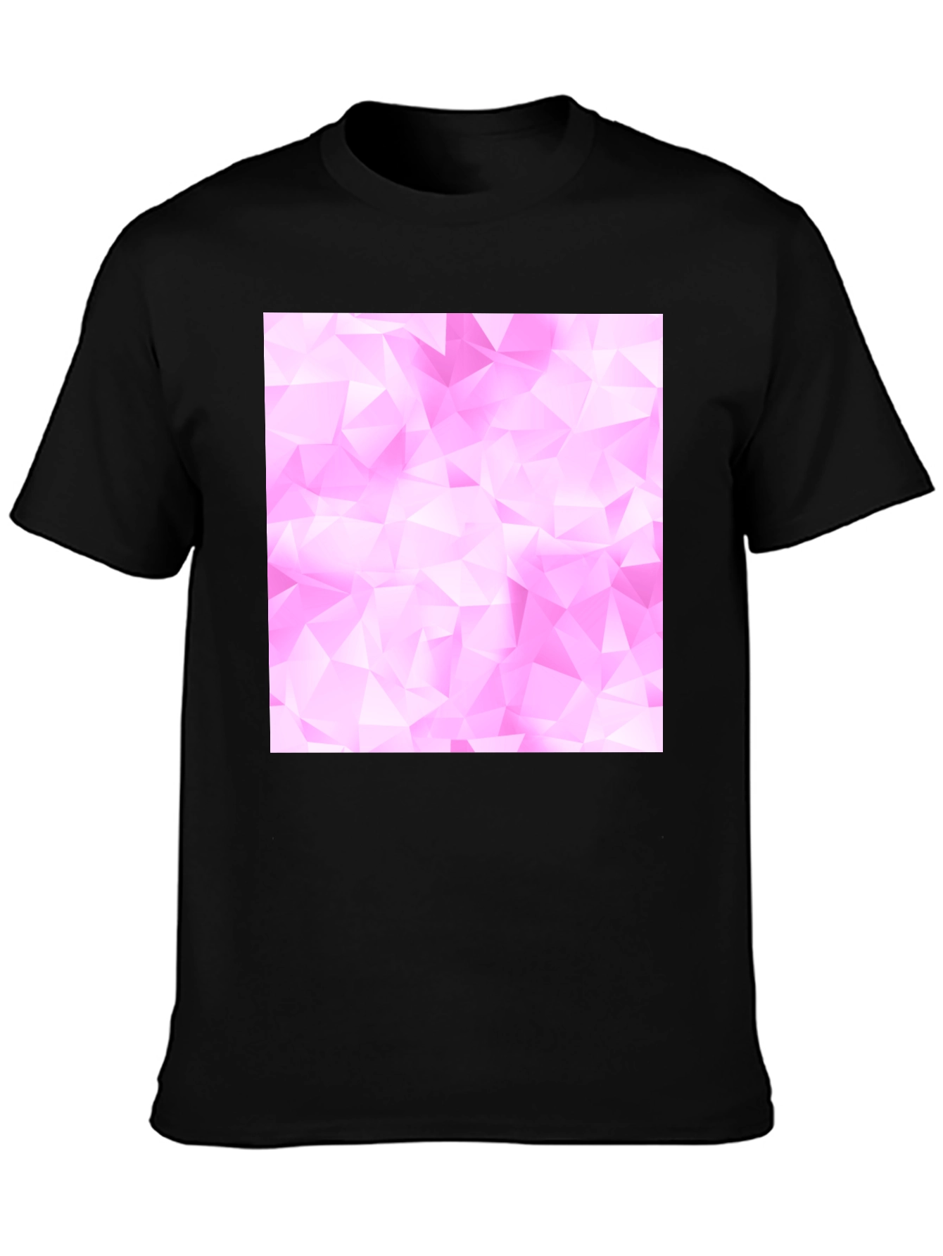 Geometric Pink Pattern Black T-Shirt