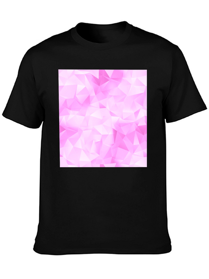 Geometric Pink Pattern Black T-Shirt