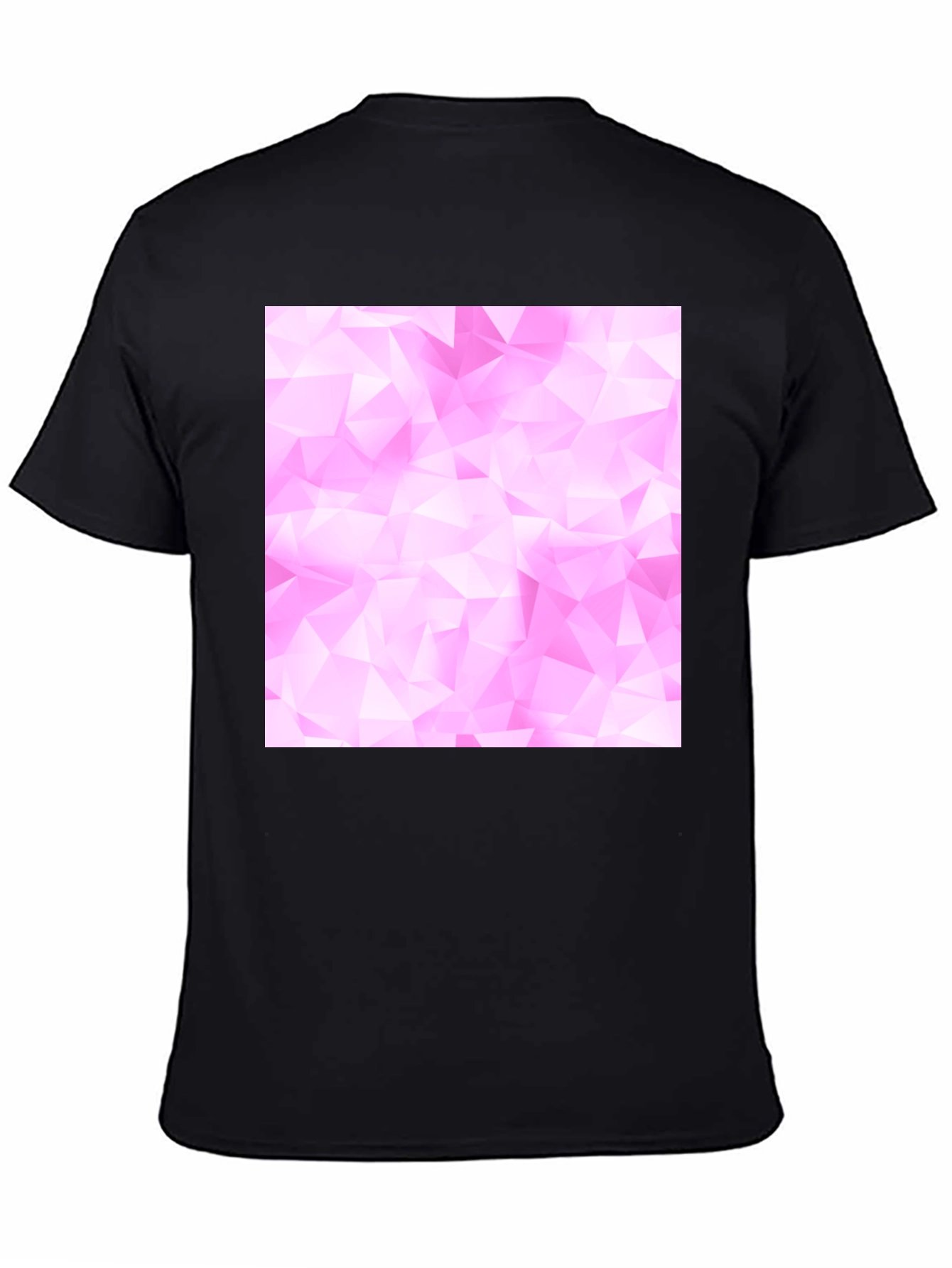 Geometric Pink Pattern Black T-Shirt