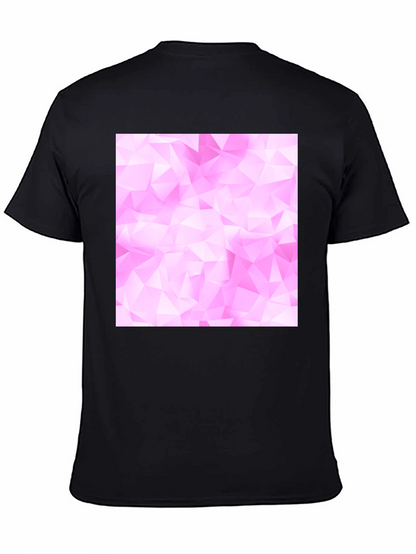 Geometric Pink Pattern Black T-Shirt
