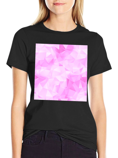 Geometric Pink Pattern Black T-Shirt