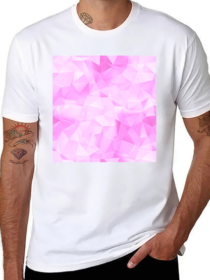 Geometric Pink Pattern Black T-Shirt
