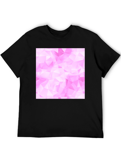 Geometric Pink Pattern Black T-Shirt