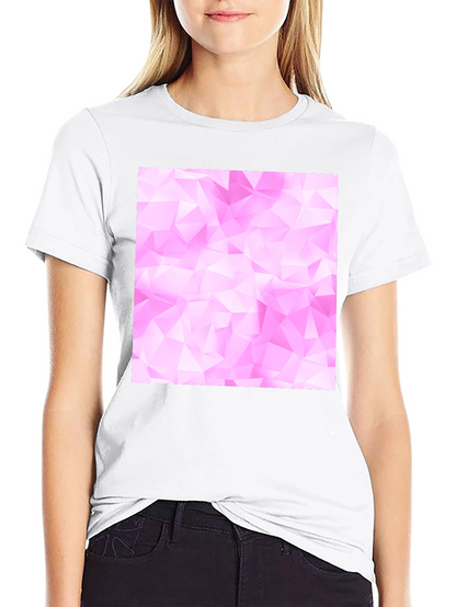 Geometric Pink Pattern Black T-Shirt