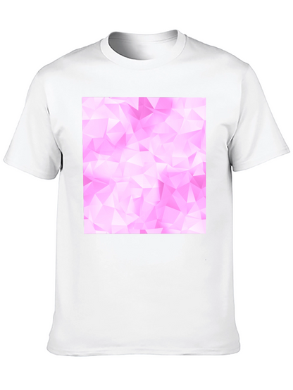 Geometric Pink Pattern Black T-Shirt