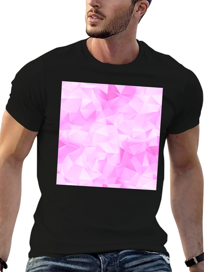 Geometric Pink Pattern Black T-Shirt