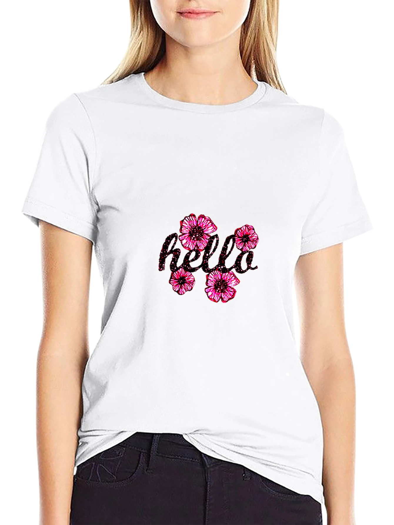 Floral Bold Graphic Tee - Classic Black T-Shirt