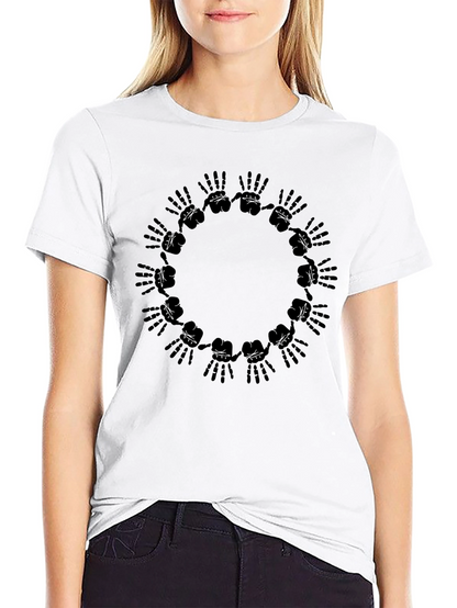 Graphic Black T-Shirt - Hands Circle Design