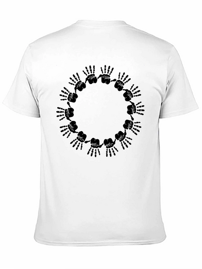 Graphic Black T-Shirt - Hands Circle Design