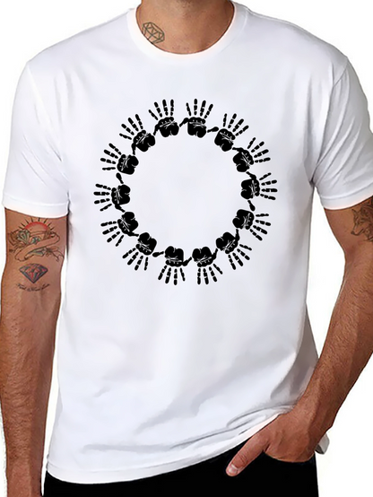 Graphic Black T-Shirt - Hands Circle Design