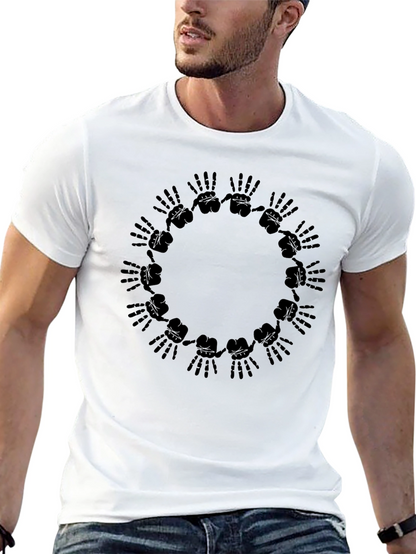 Graphic Black T-Shirt - Hands Circle Design