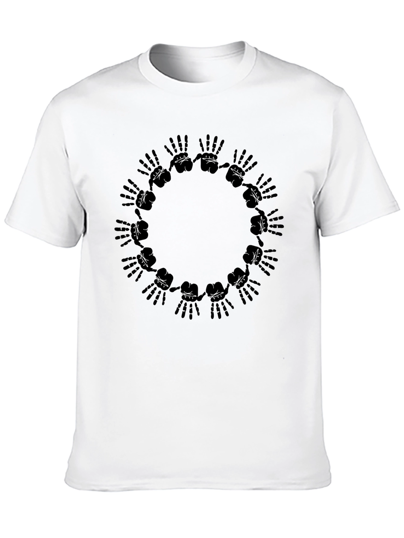 Graphic Black T-Shirt - Hands Circle Design