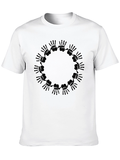 Graphic Black T-Shirt - Hands Circle Design