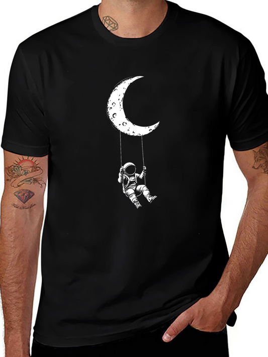 Astronaut Moon Swing Black T-Shirt