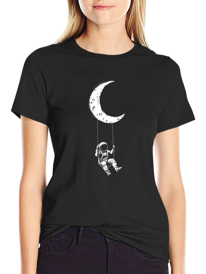 Astronaut Moon Swing Black T-Shirt
