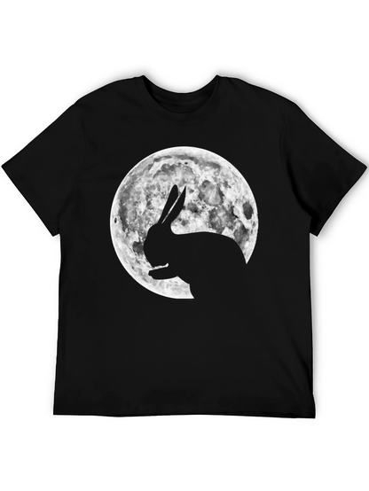 Rabbit Moon Graphic Tee - Black Cotton Blend