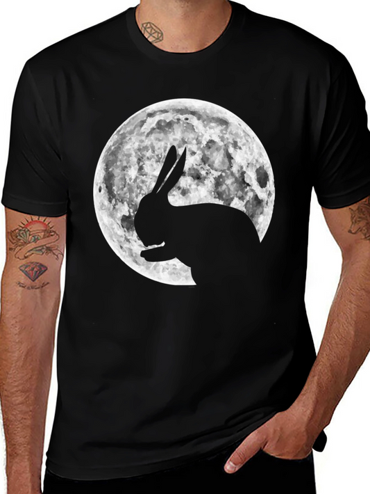 Rabbit Moon Graphic Tee - Black Cotton Blend